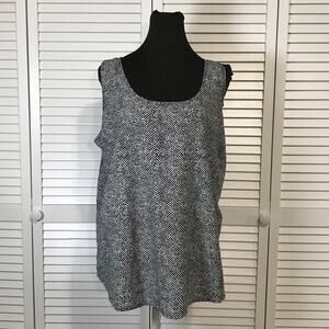 Faded Glory Black White Geometric Chevron Sleeveless Tank Top XL